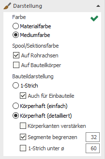 Bereich Darstellung in den LINEAR Solutions für Autodesk AutoCAD