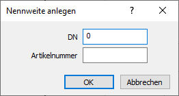 Dialog Nennweite anlegen Linear AutoCAD