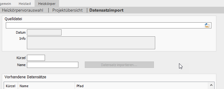 Heizkörper Datensatzimport Linear Building