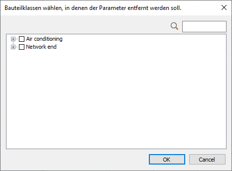 Dialog Select component classes in which the parameter is to be removed in the LINEAR Solutions for Autodesk AutoCAD