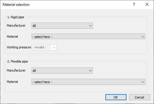 Dialog material selection Linear AutoCAD