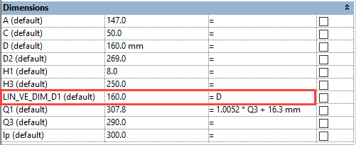 Air duct component Linear Revit