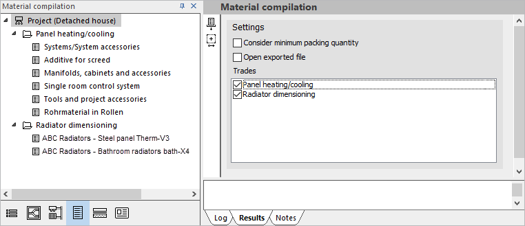 Material compilation settings Linear Building