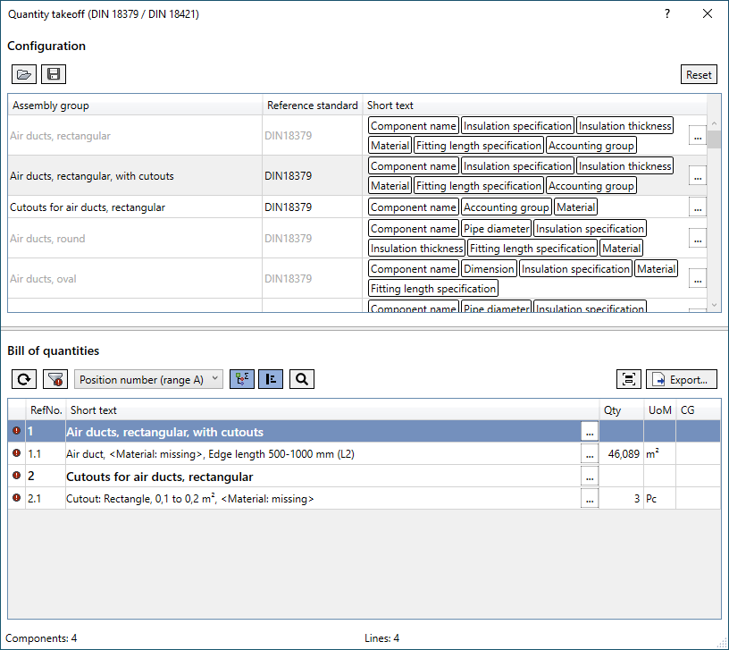 Quantity takeoff Linear Revit