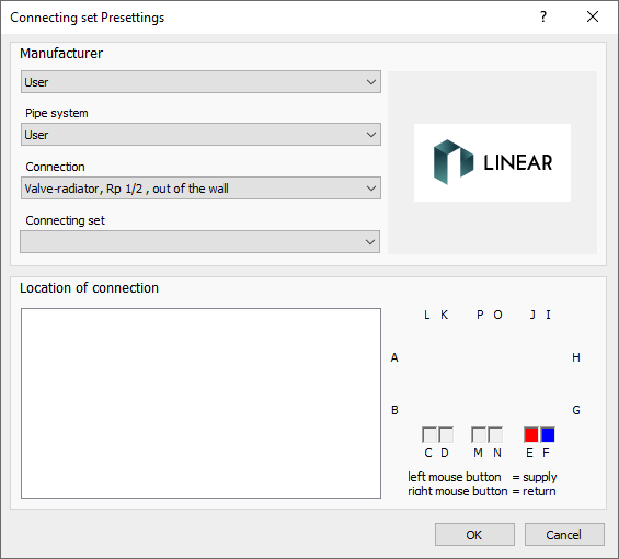 Dialog connecting set specifications Linear Building