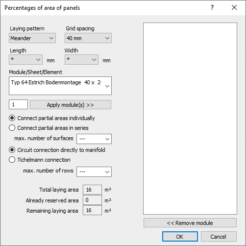 Dialog areas percentage Linear Building