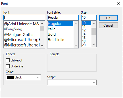 Dialog select font Linear Building