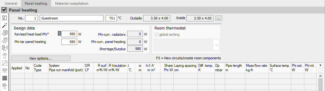 Panel heating room Linear Building