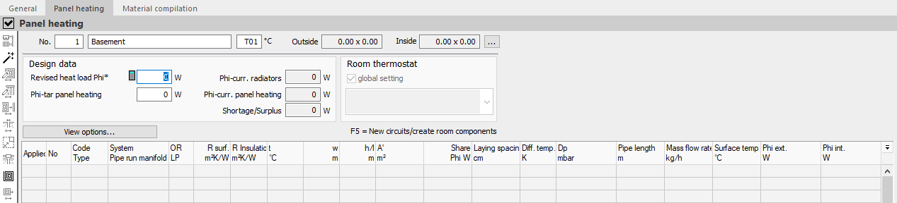 Panel heating dimensioning Linear Building