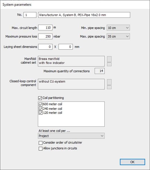 Dailog system parameter Linear Building