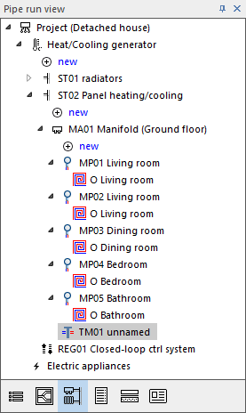 Panel heating pipe run view Linea Building