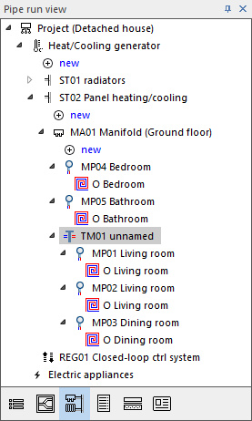 Panel heating pipe run view Linea Building