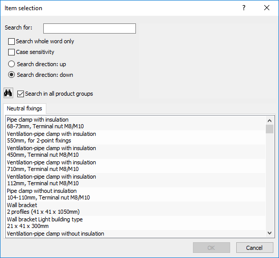 Main dialog item selection Linear CAD Browser