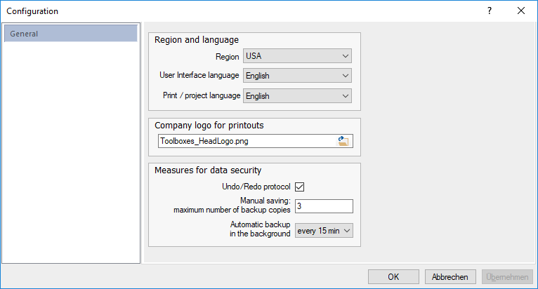 Dialog Configuration Linear CAD Browser