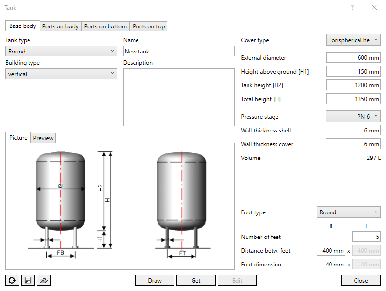 Tank configurator base body Linear Revit