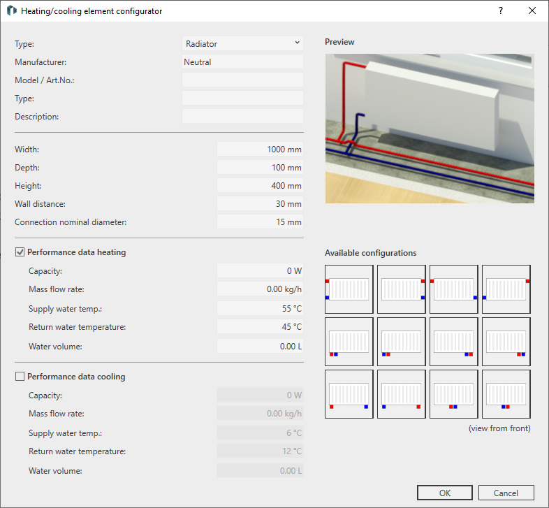 Configurator heating elements cooling elements Linear Revit