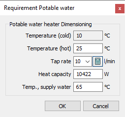 Dialog requirement Potable Water Linear Revit