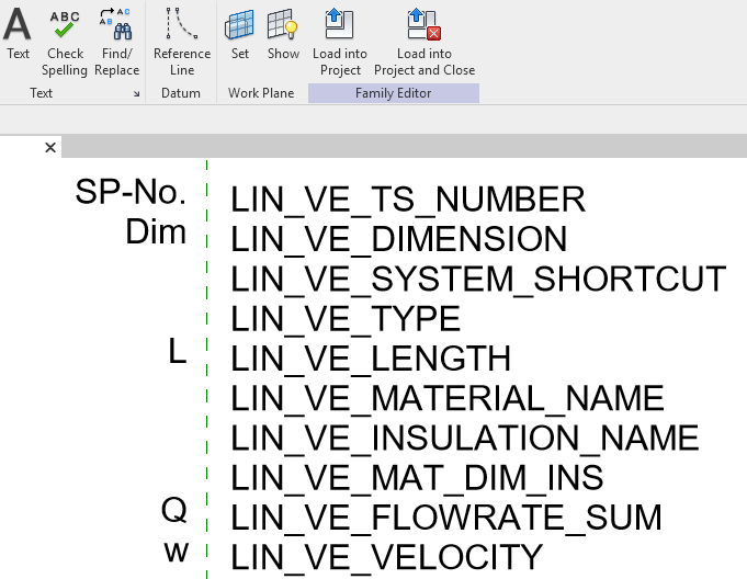 Edit lbels Linear Revit