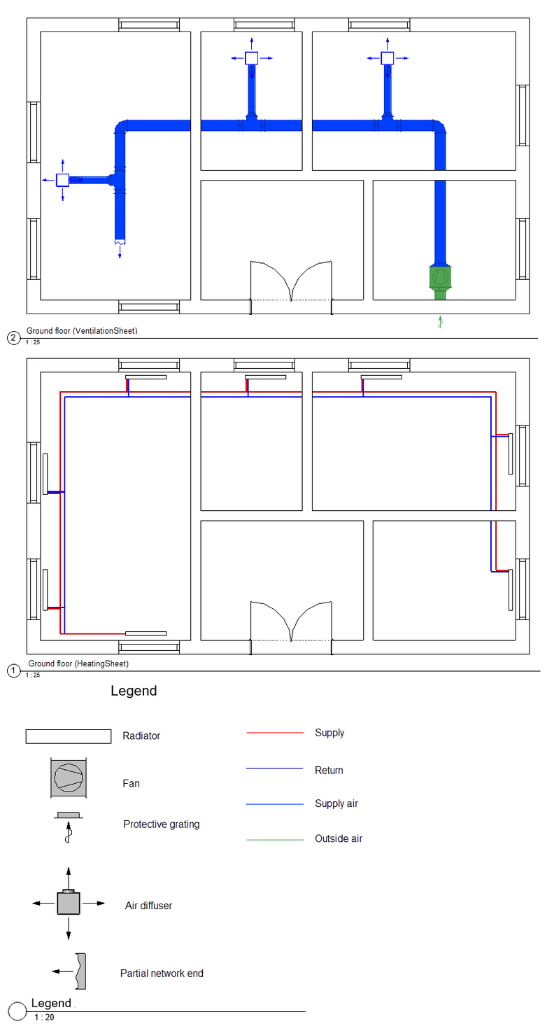 Scheme ventilation legend Linear Revit