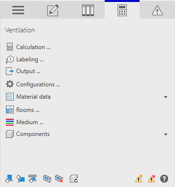 Analysis tab of the Ventilation discipline in the LINEAR Solutions for Autodesk Revit