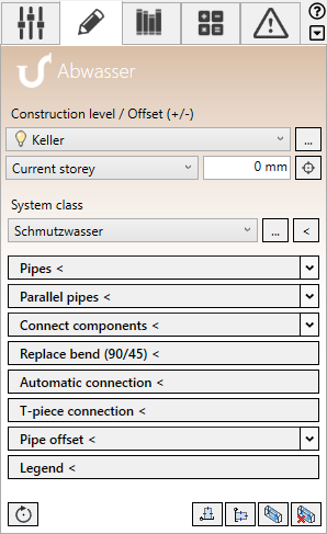 Construction tab waste water Linear Revit