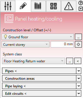 Construction tab panel heating/cooling Linear Revit