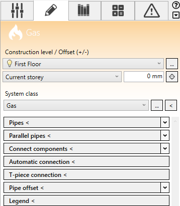 Construction tab gas Linear Revit