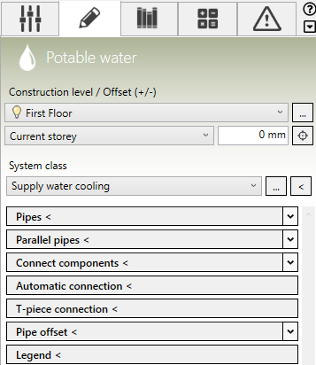 Construction tab Potable Water Linear Revit