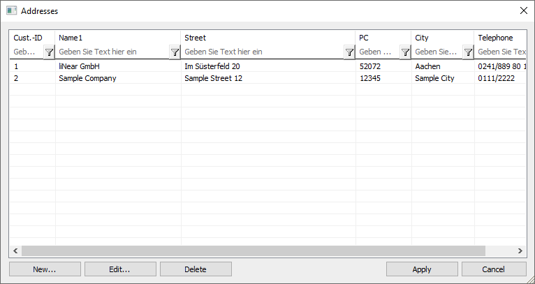 Dialog addresses address book Linear Building