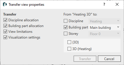 Dialog view properties Linear Revit