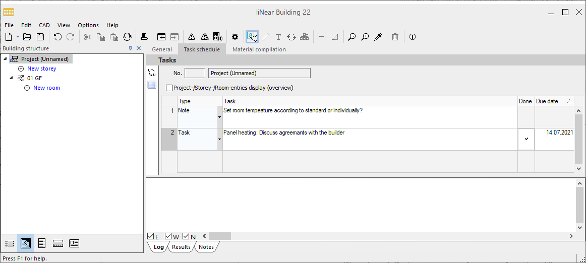 Task schedule tasks Linear Building