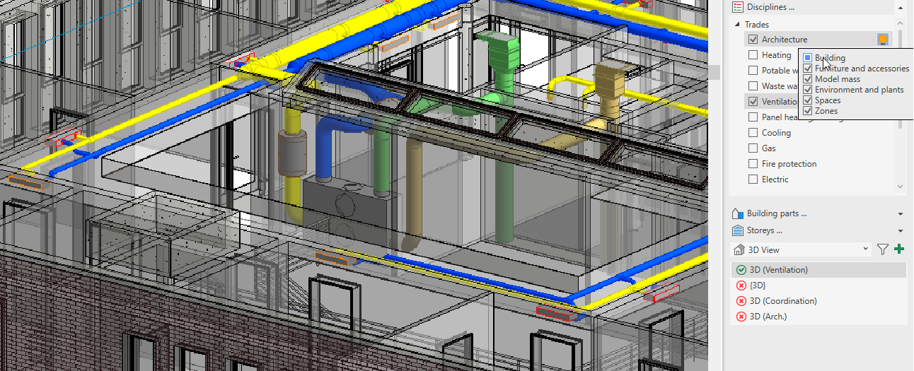 Section disciplines Linear Revit