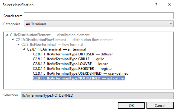 Dialog choose classification Linear