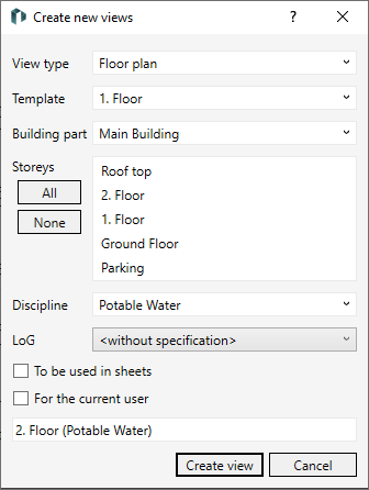 Project tab create new views Linear Revit