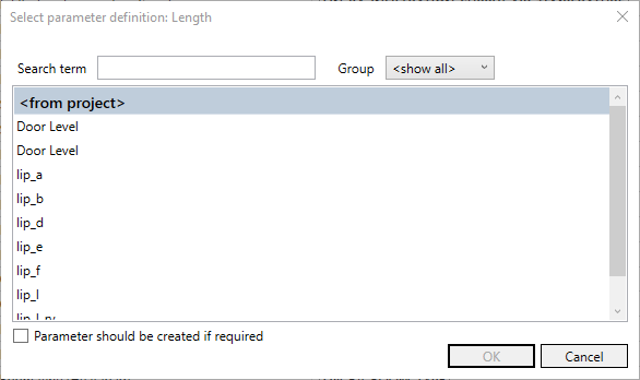 Dialog parameter definitions Linear Revit