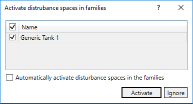 Disturbance spaces enable families dialog Linear Revit