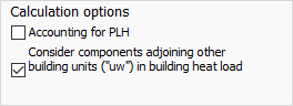 Calculation options Linear Building