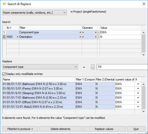 Dialog search replace Linear Building