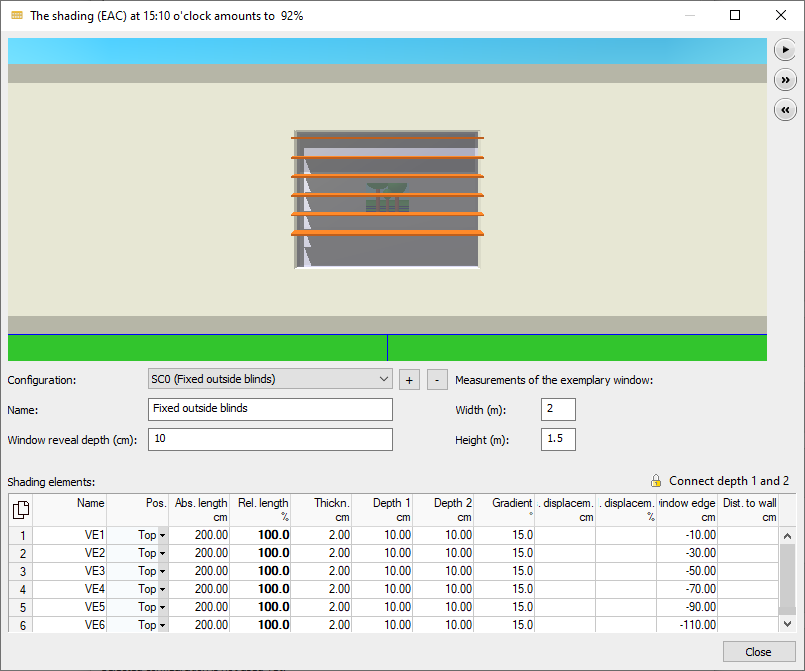 Dialog shading Linear Building