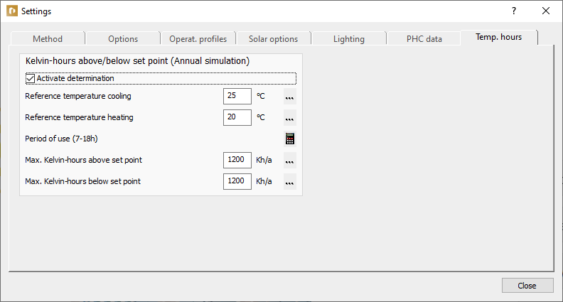 Dialog settings Linear Building