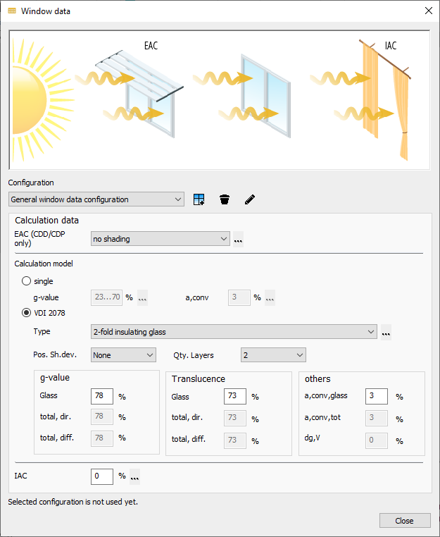 Window data cooling load Linear Building