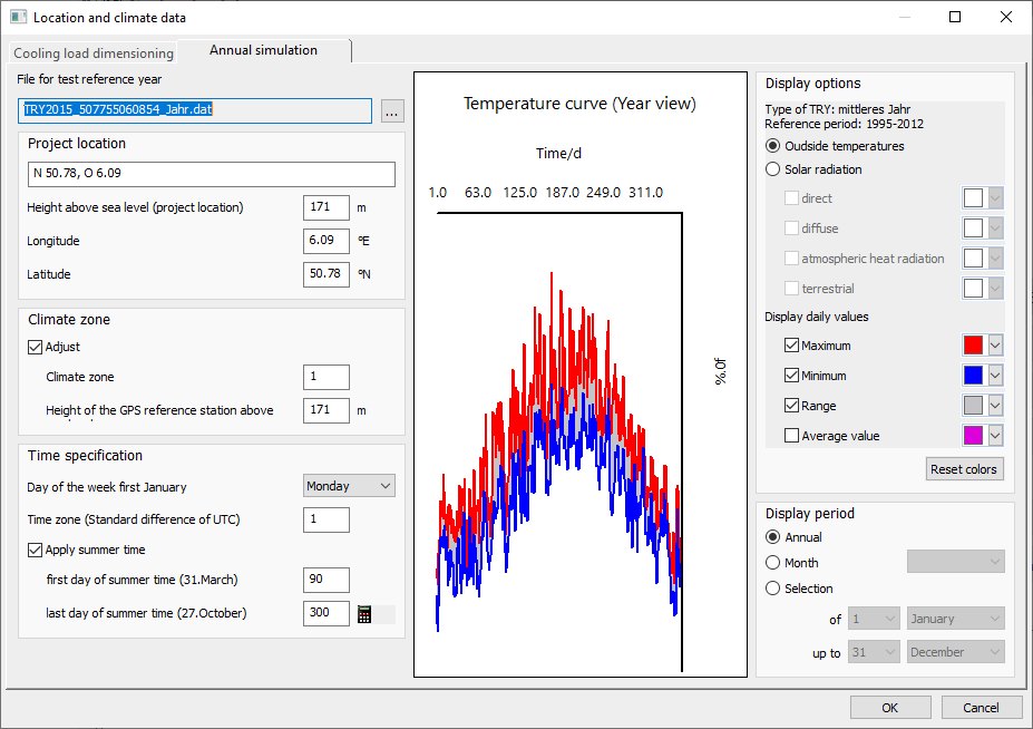 Annual simulation location data climate data Linear Building