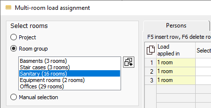 Cross-room load assignment Linear Building