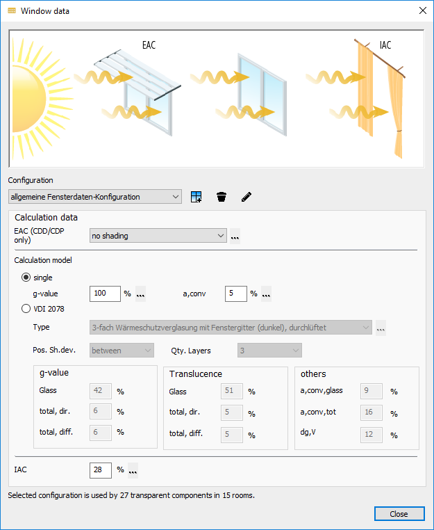 Cooling load window configuration Linear Building