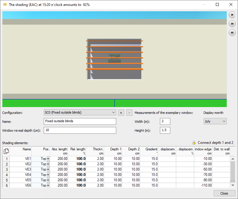 Dialog shading Linear Building