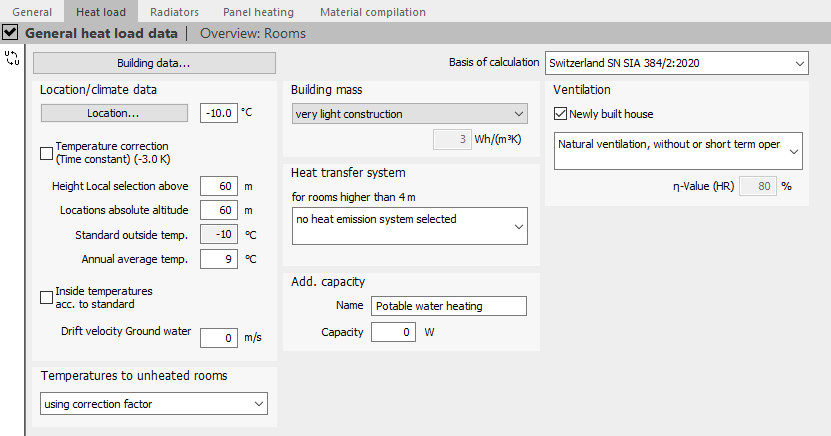 Heating load Linear Building