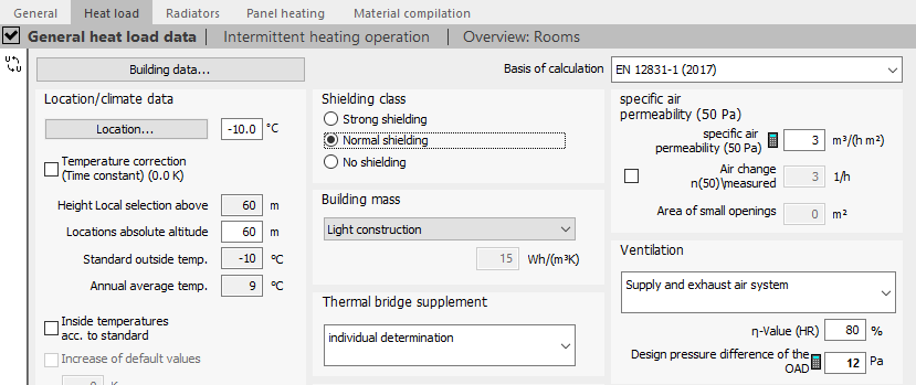 Heating load Linear Building