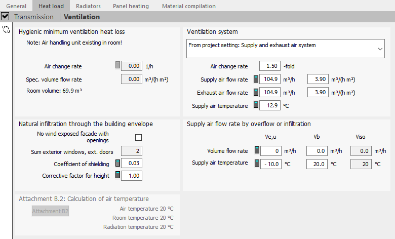 Heat load ventilation Linear Building