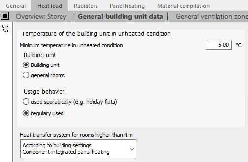 Heat load general building unit data Linear Building