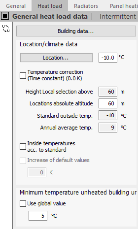 Heat load general heat load data Linear Building